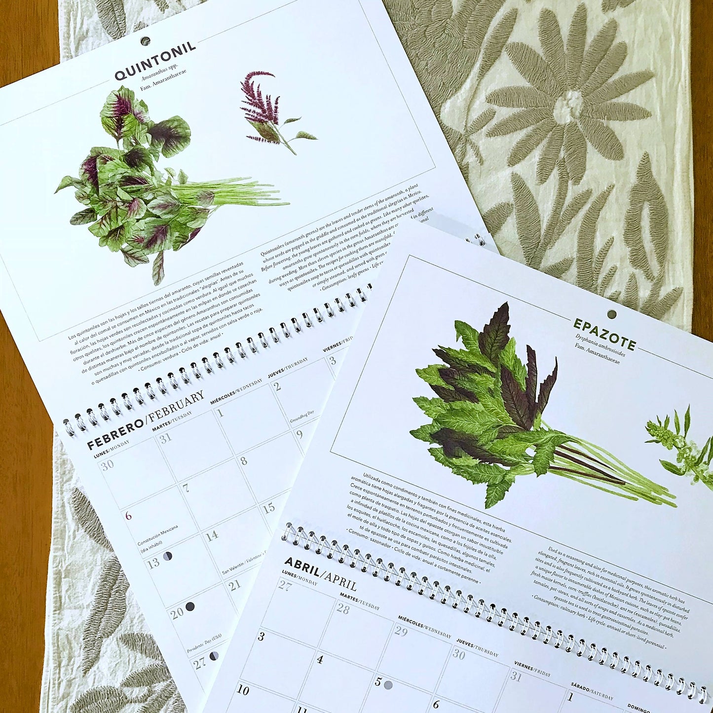 Calendario 2023 Quelites Mexicanos